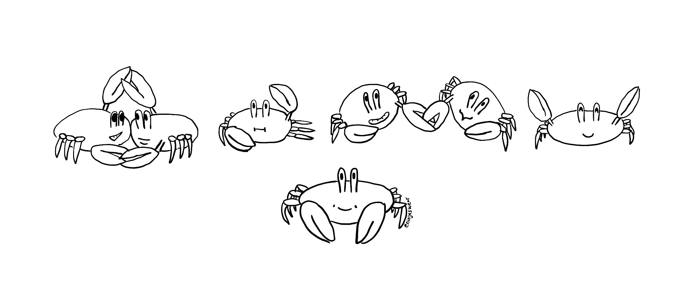 BTS in the ARMY pose, as crabs