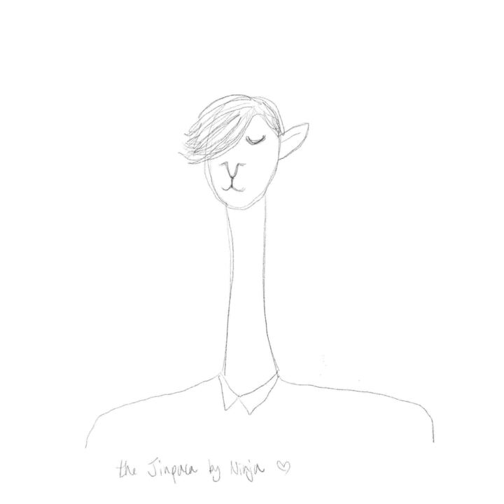 doodle of seokjin looking alpaca-like as depicted by Yoongi, but also with wide shoulders